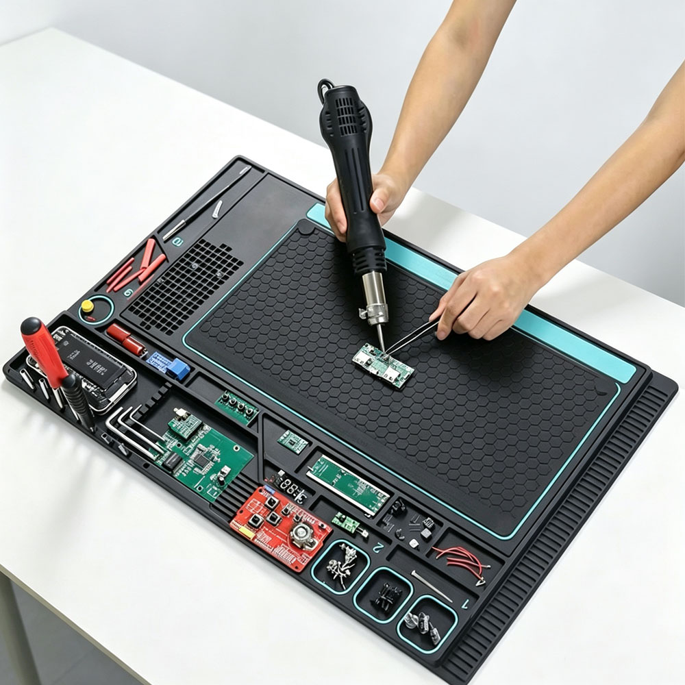 Infrared Bga Rework Station - 多機能シリコン修理マット、ネジ固定＆ツール収納溝付き溶接パッド、電話、ラップトップ、PCのマザーボード修理用